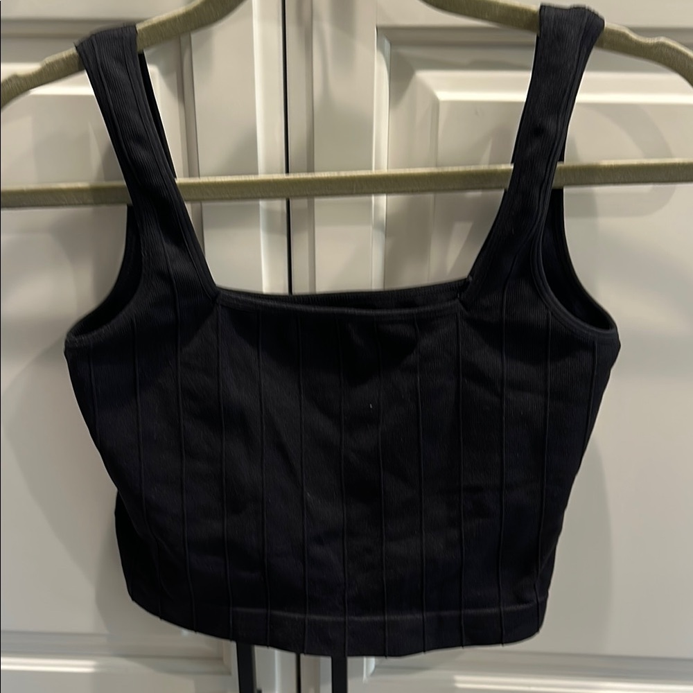 Spiritual Gangster Black Ribbed Women's Yoga Top